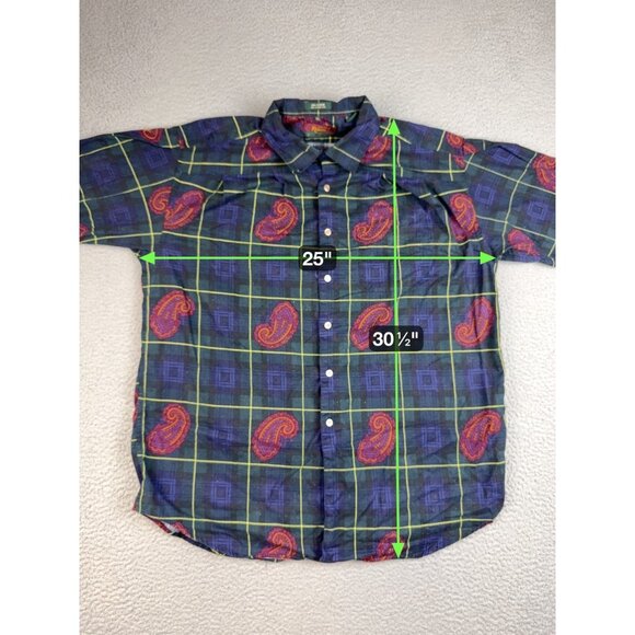 Vintage Mens Extra Large Long Sleeve Button Down Shirt Paisley Patchwork Cotton - Picture 3 of 7